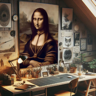 Mona Lisa entwined in shibari Poster