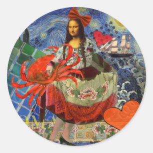Mona Lisa Fun Zodiac Whimsical  Classic Round Sticker
