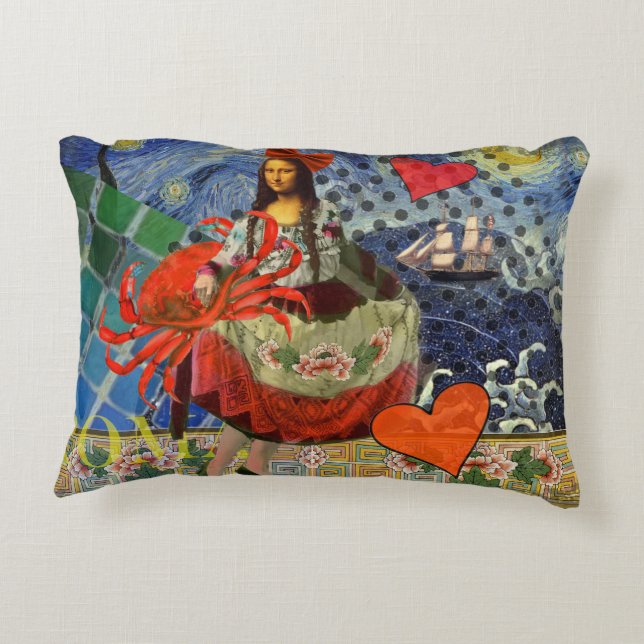 Mona Lisa Fun Zodiac Whimsical  Decorative Cushion (Back)