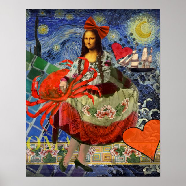 Mona Lisa Fun Zodiac Whimsical  Poster (Front)