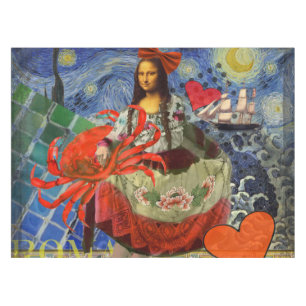 Mona Lisa Fun Zodiac Whimsical  Tablecloth