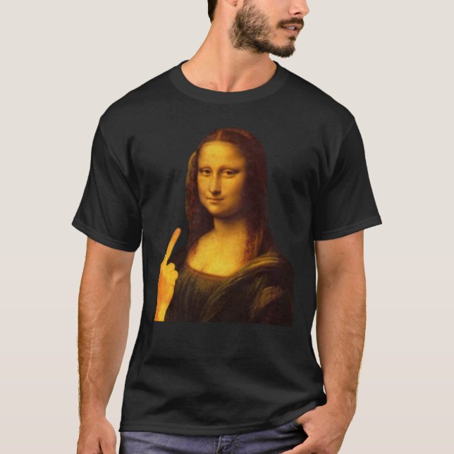Mona Lisa Funny Painting Middle Finger Sticker3235 T-Shirt (Front)