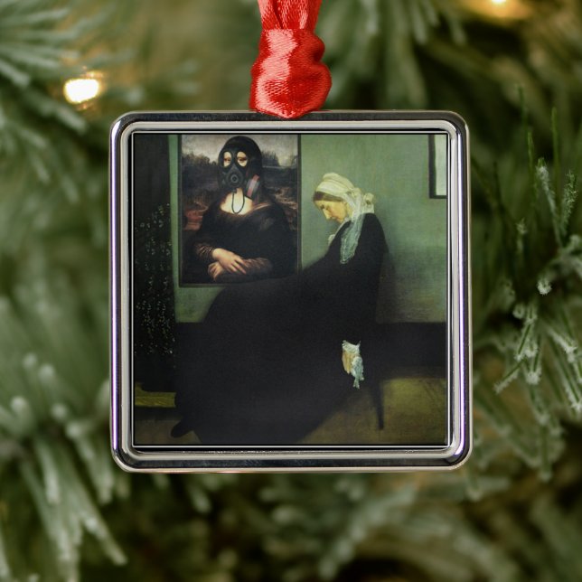 Mona Lisa Gassed Whistler's Mother Metal Ornament (Tree)