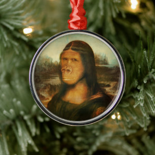 Mona Lisa Gorilla Ape   Metal Ornament