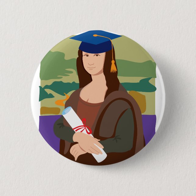 Mona Lisa Graduate 6 Cm Round Badge (Front)