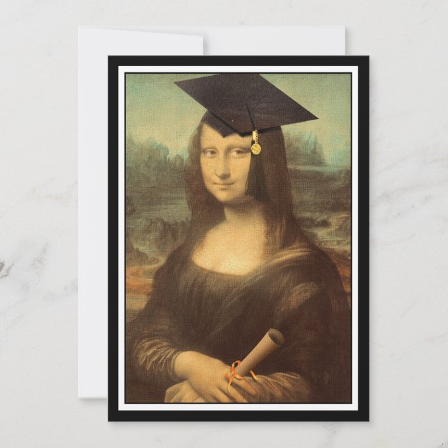 Mona Lisa Graduation Grad Cap Announcement (Front)