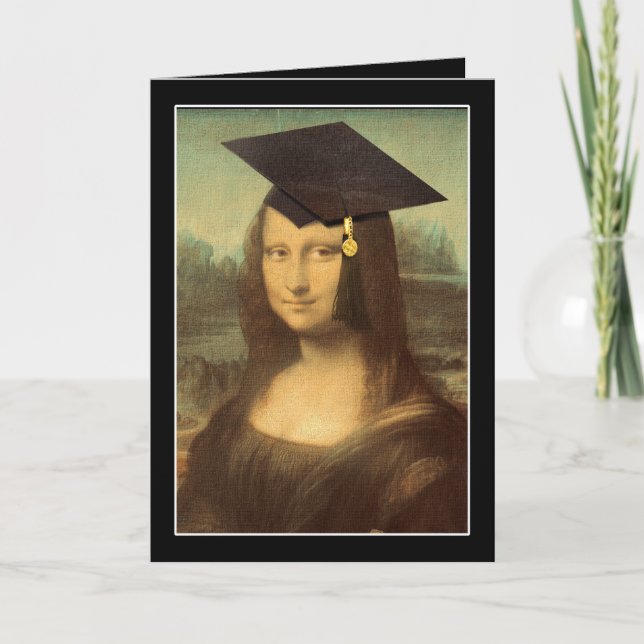 Mona Lisa Graduation Grad Cap Card (Front)