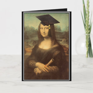 Mona Lisa Graduation Grad Cap Card