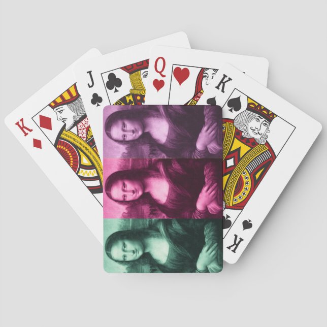 Mona Lisa Green Pink Purple Playing Cards (Back)