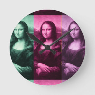 Mona Lisa Green Pink Purple Round Clock