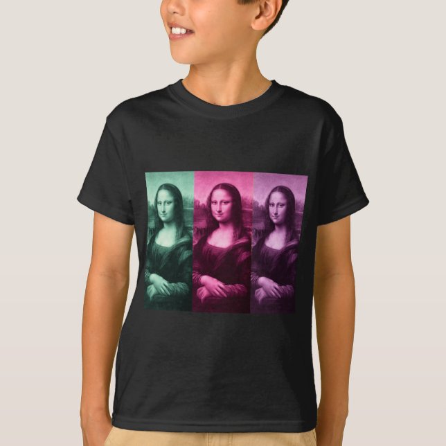 Mona Lisa Green Pink Purple T-Shirt (Front)