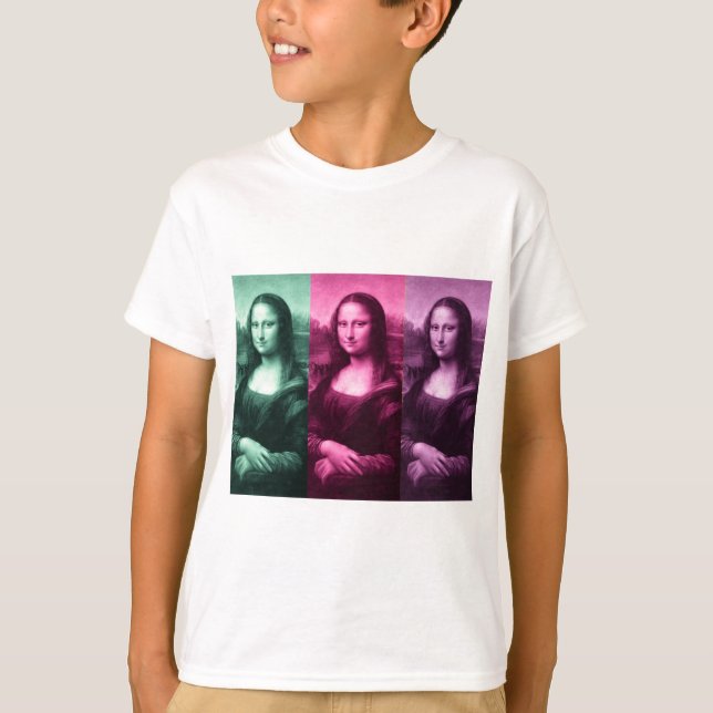 Mona Lisa Green Pink Purple T-Shirt (Front)