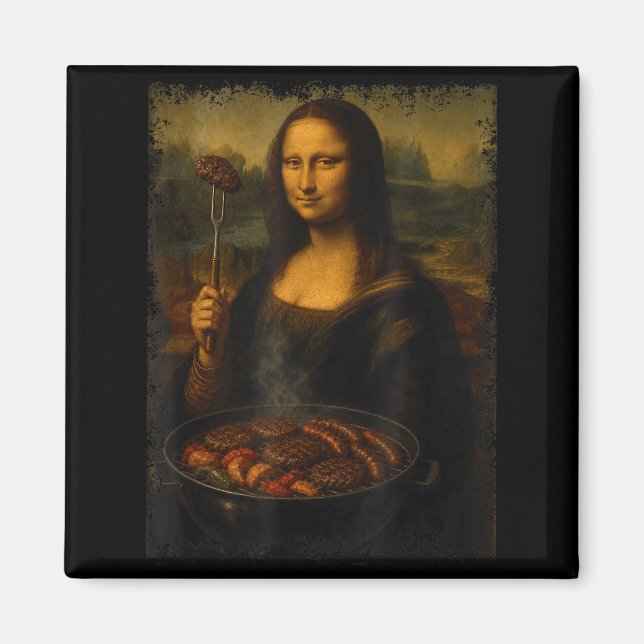 Mona lisa grilling bbq funny  magnet (Front)