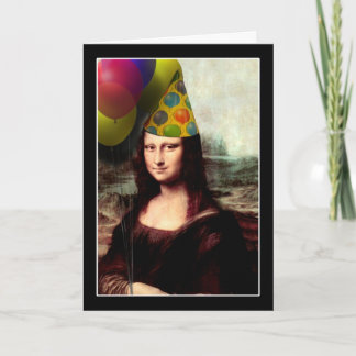 Mona Lisa Happy Birthday Party Hat Card