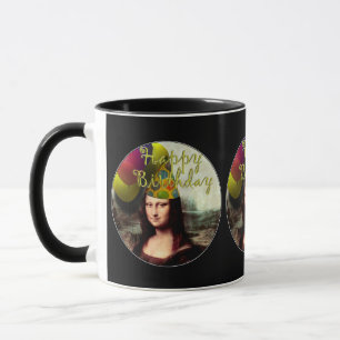 Mona Lisa Happy Birthday Party Hat Mug