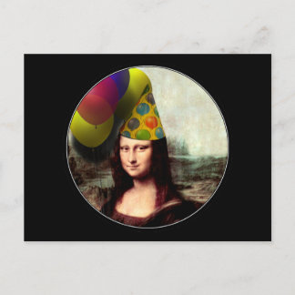 Mona Lisa Happy Birthday Party Hat Postcard