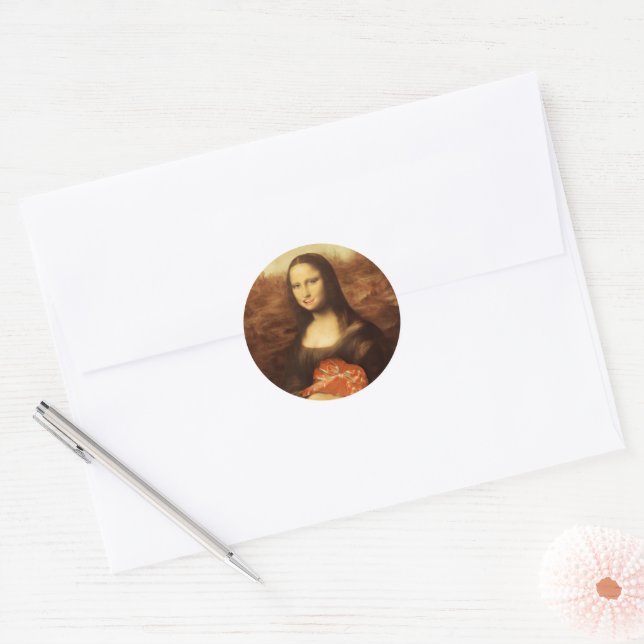 Mona Lisa Heart Valentine's Day Kiss Classic Round Sticker (Envelope)
