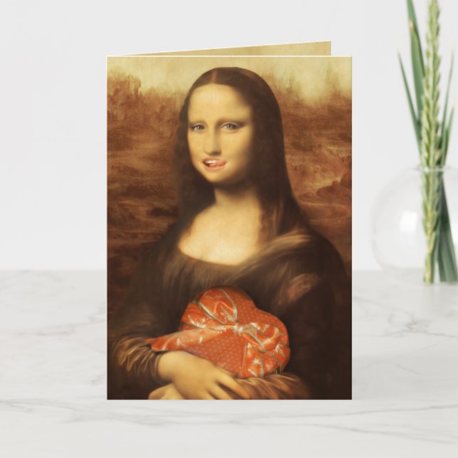 Mona Lisa Heart Valentine's Day Kiss Holiday Card (Front)