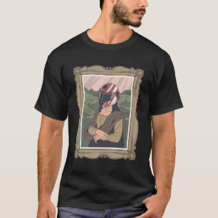 Mona-Lisa Helmet Painting Funny T-Shirt