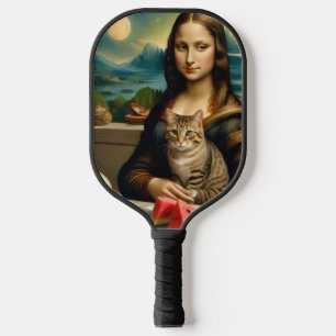 Mona Lisa &her cat - monogrammed Pickleball Paddle