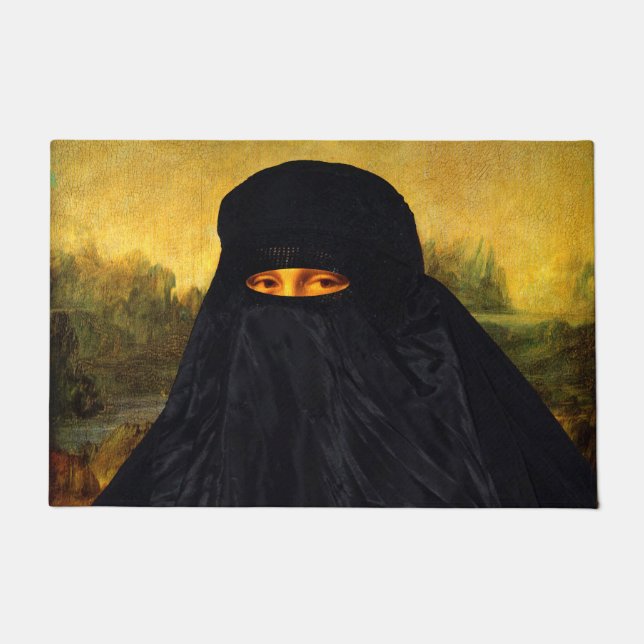 Mona Lisa Hidden Behind Burqa Doormat (Front)