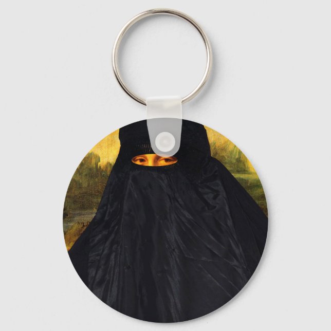 Mona Lisa Hidden Behind Burqa Key Ring (Front)