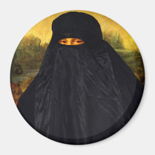 Mona Lisa Hidden Behind Burqa Magnet