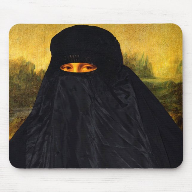 Mona Lisa Hidden Behind Burqa Mouse Pad (Front)