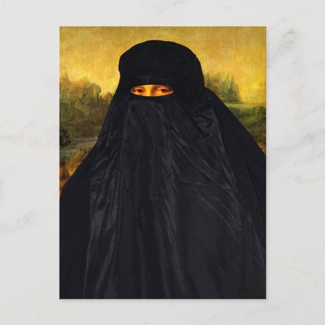 Mona Lisa Hidden Behind Burqa Postcard (Front)