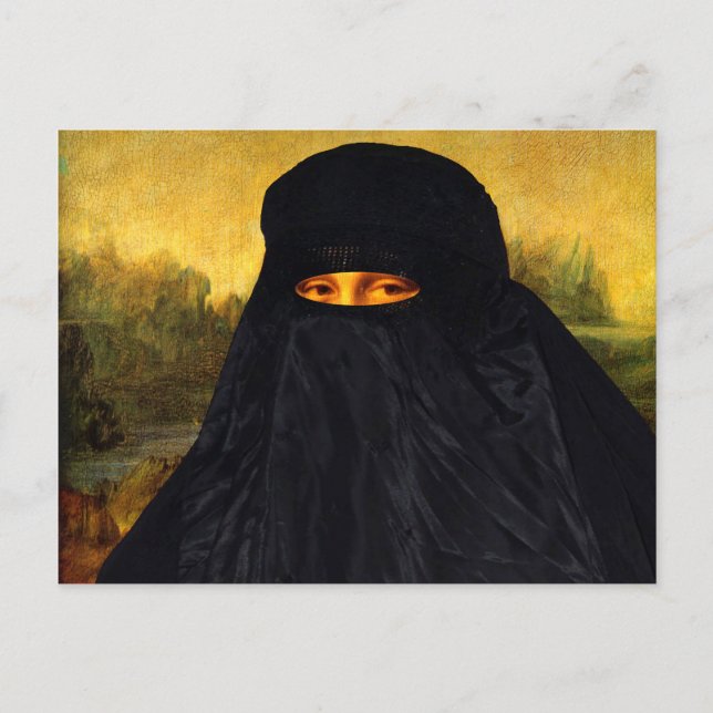 Mona Lisa Hidden Behind Burqa Postcard (Front)