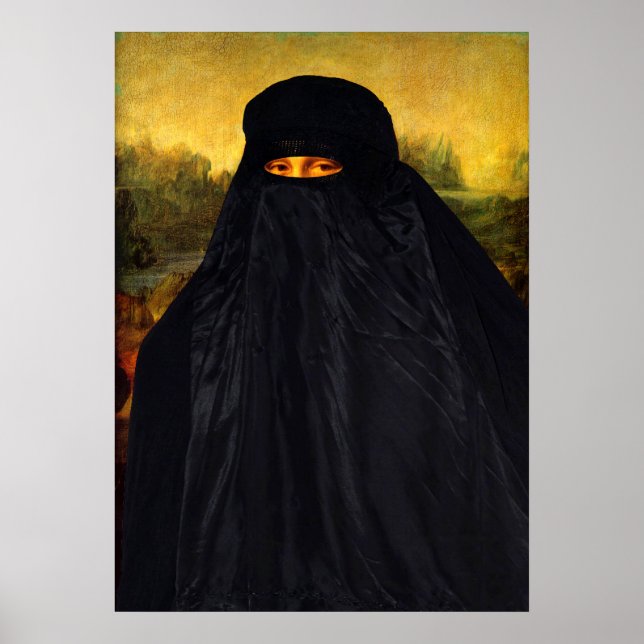 Mona Lisa Hidden Behind Burqa Poster (Front)
