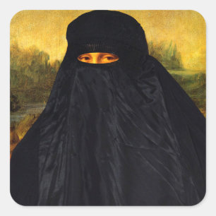 Mona Lisa Hidden Behind Burqa Square Sticker