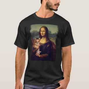Mona Lisa Holding a Chihuahua Cute Dog Art Parody T-Shirt