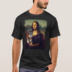 Mona Lisa Holding a Schnauzer Funny Dog Art Parody T-Shirt