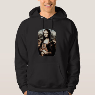 mona lisa holding cat kitty for cats lover cat dad hoodie