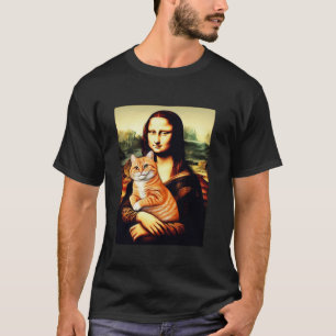 Mona lisa holding cat kitty for cats lover cat dad T-Shirt