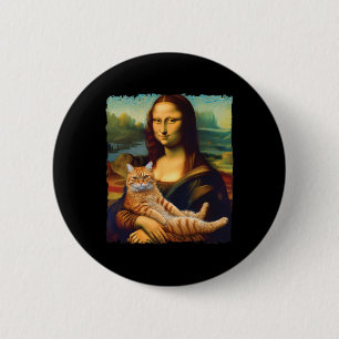 Mona Lisa Holding Cat Portrait Art Painting Kitty 6 Cm Round Badge