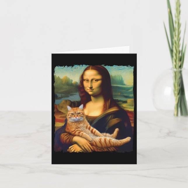 Mona Lisa Holding Cat Portrait Art Painting Kitty  Card (Front)