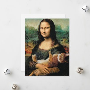 Mona Lisa holding her cat Holiday Card