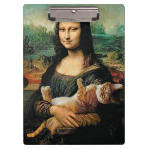 Mona Lisa holding her cat Leonardo da Vinci Clipboard