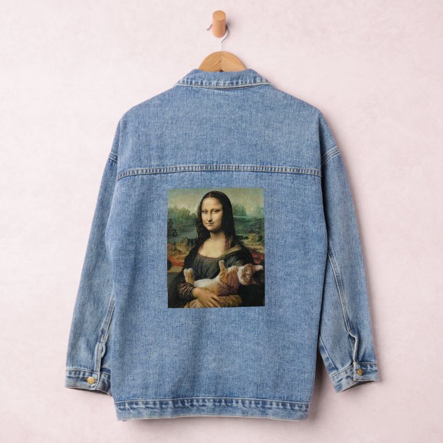 Mona Lisa holding her cat Leonardo da Vinci Denim Jacket (Hangar)