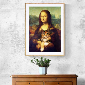 Mona Lisa holding her cat pet Leonardo da Vinci Poster