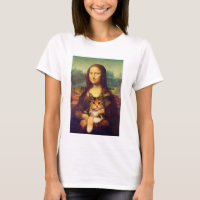 Mona Lisa holding her cat pet Leonardo da Vinci