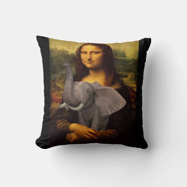 Mona Lisa Hugs Elephant Cushion (Front)