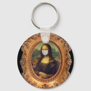 Mona lisa in a surgical mask leonardo da Vinci Key Key Ring
