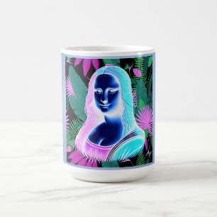 Mona Lisa in glowing blues Coffee Mug