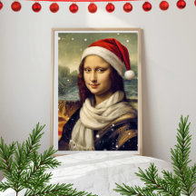 Mona Lisa in Santa hat - festive vibes