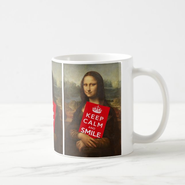 Mona Lisa Keep Calm And Smile Coffee Mug (Right)