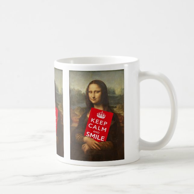 Mona Lisa Keep Calm And Smile Coffee Mug (Right)