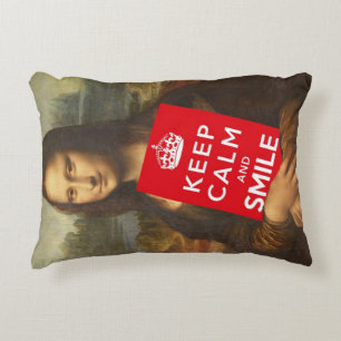 Mona Lisa Keep Calm And Smile Decorative Cushion